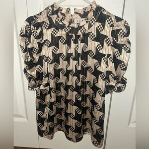 THML Black and Cream Geometric Top
